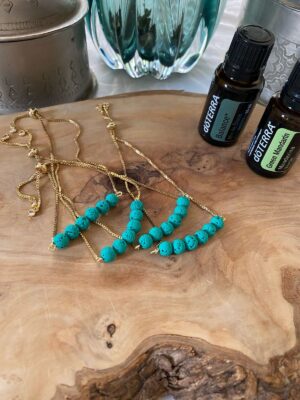 Pulseira Aromatizadora Pedra Vulcânica Verde Água- Tamanho regulável